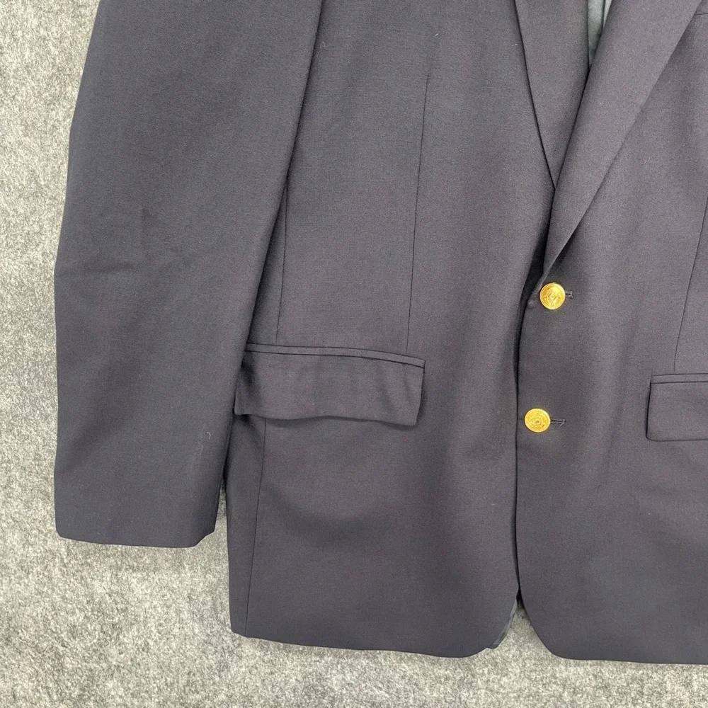 Chaps Ralph Lauren Mens 48L Navy Blue 100% Wool Blazer Gold Crest Buttons Canada